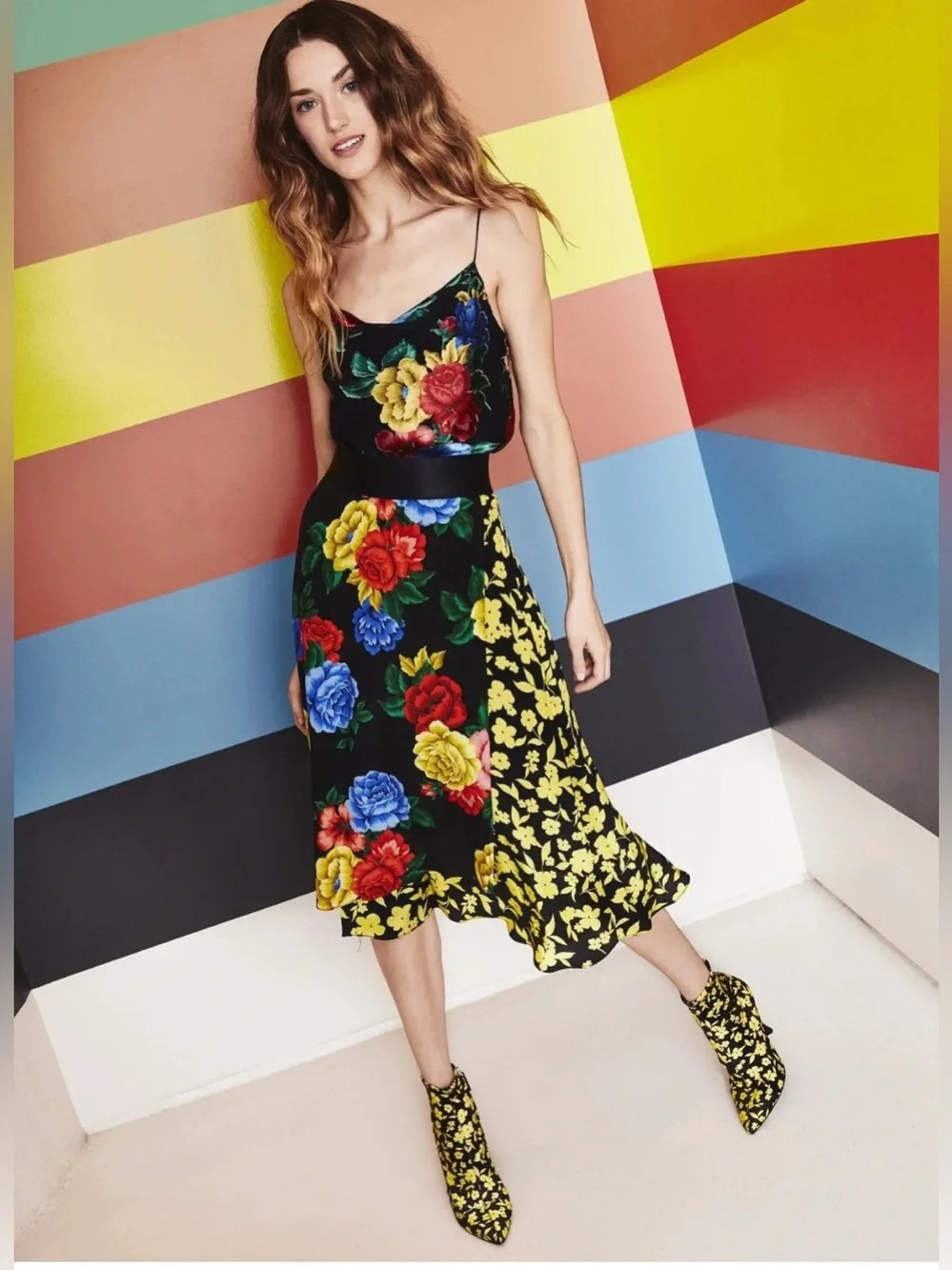 NWT $395 Alice + Olivia Nanette Silk Wrap Midi Floral Skirt